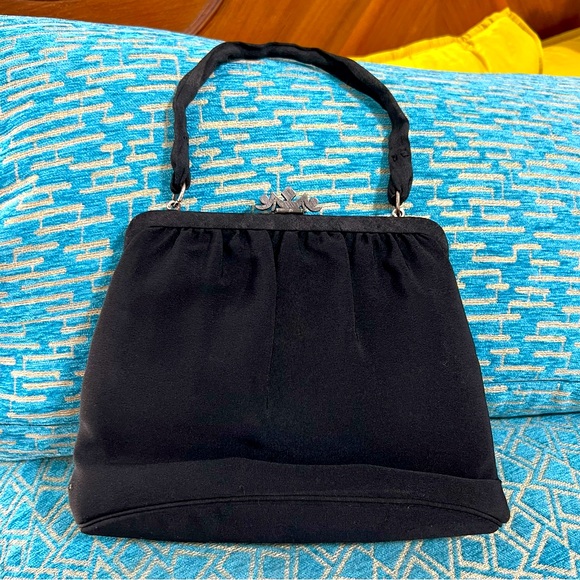 Paray Handbags - Vintage Paray Black Purse Clutch Silver Clasp Handbag Mini Bag Couture